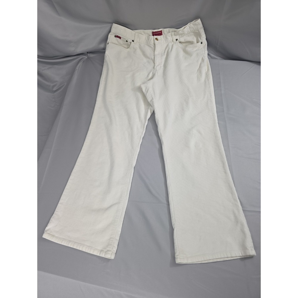 Preppy Y2K 2000s Vintage Chaps Denim Corduroy Flare Pants sz 16 White Academia